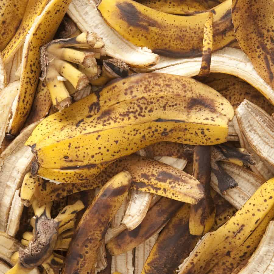 Pile of banana peels for making high potassium fertilizer organic compost