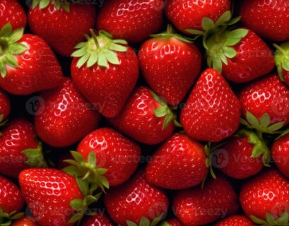 Freshly harvested ripe red strawberries from grow bag plants