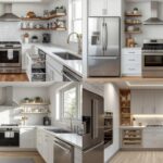 Modern apartment kitchen storage ideas with organized cabinets, open shelving, and space-saving pantry solutions.