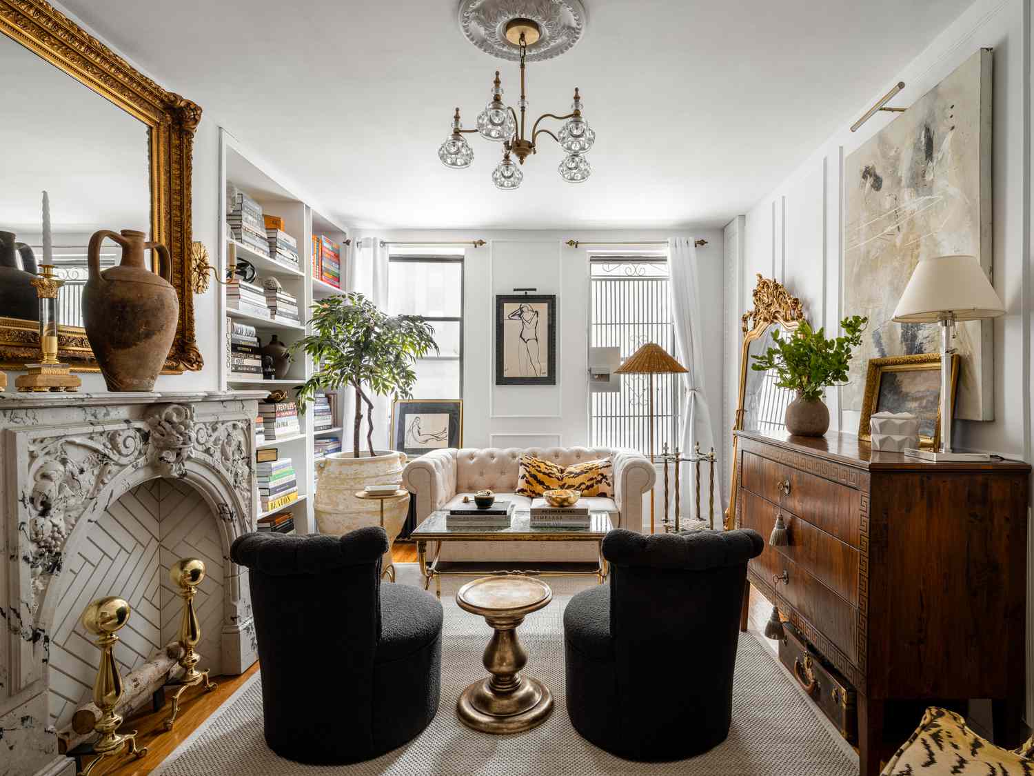 Luxurious apartment organization hacks with elegant shelving, decorative storage, and bright minimalist decor.